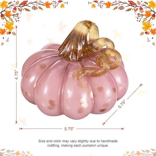 Glitzhome® 5.75" Pink Glass Pumpkin Fall Table Decor